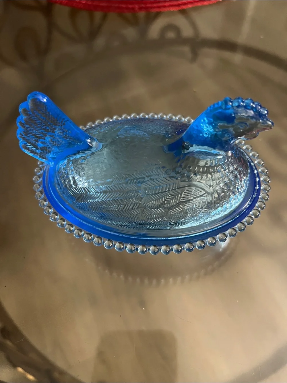 Blue plastic Hen-on-Nest Decorative Dish by